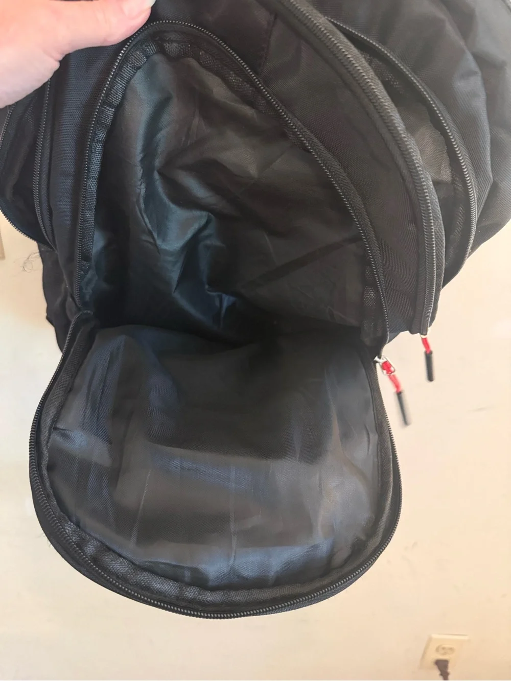 Black Men's Backpack with Red Accents
